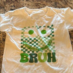 White T-Shirt with Green Graphic 'BRUH'